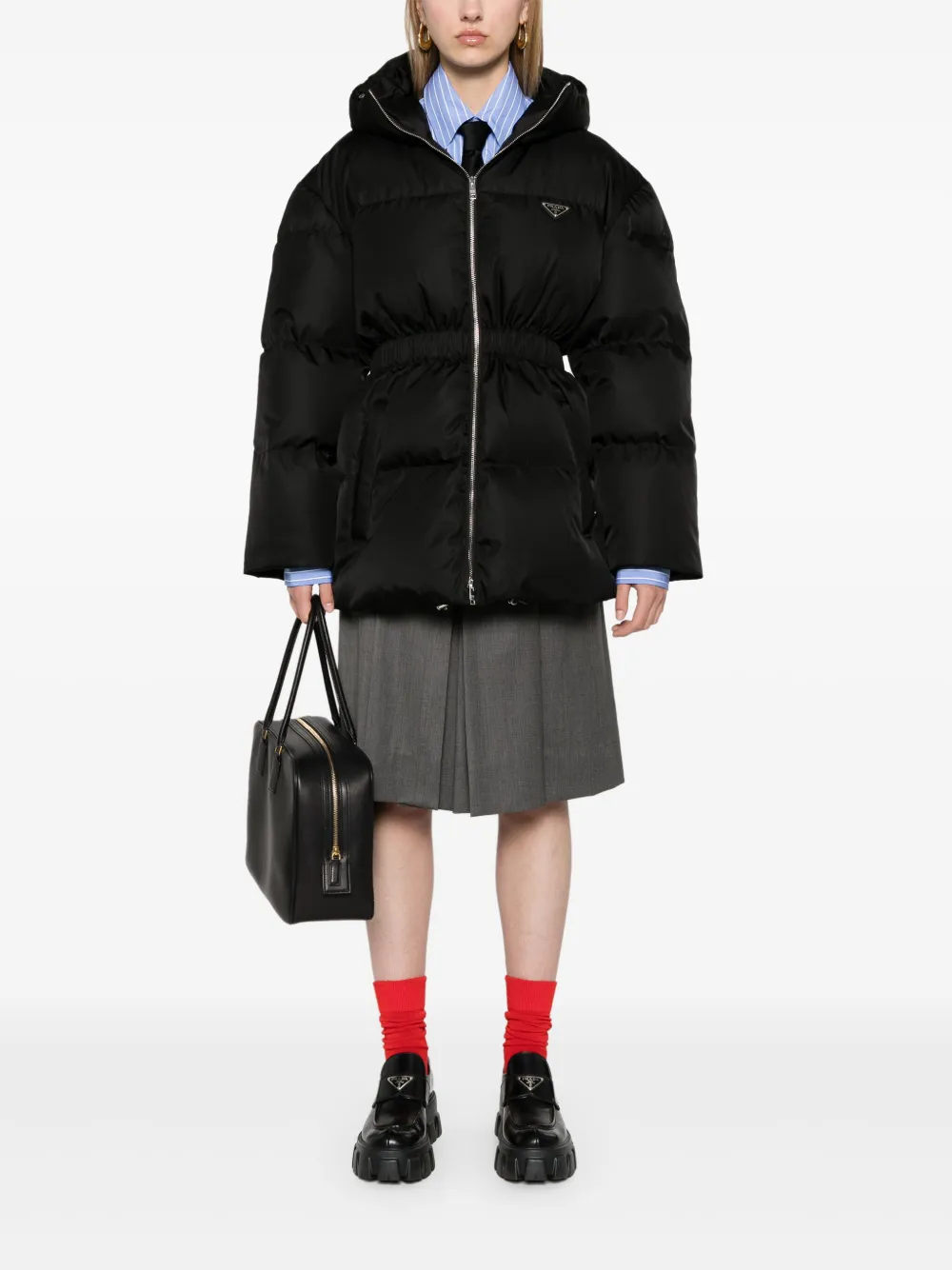 프라다 리나일론 후드 푸퍼 자켓