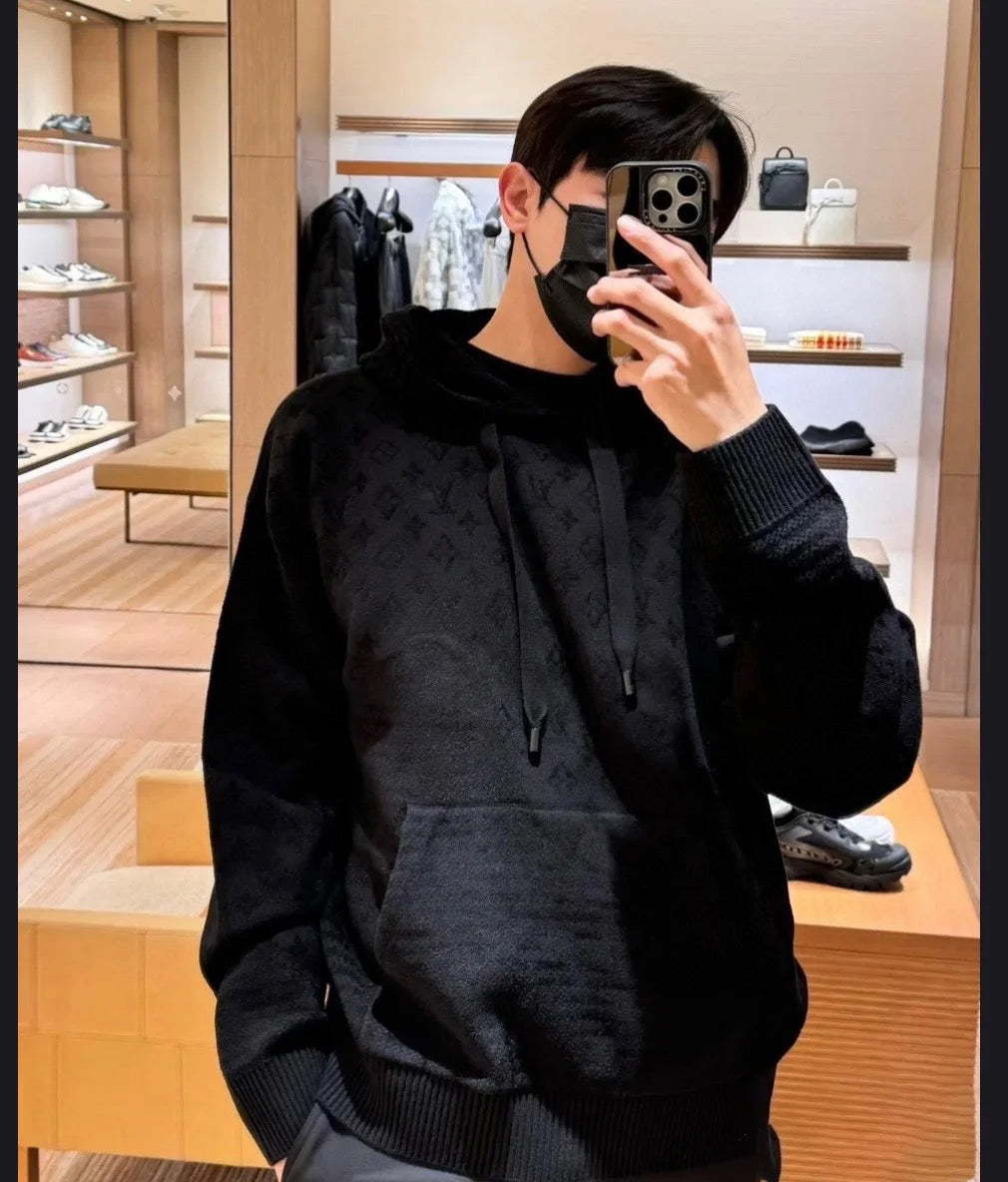 루이비통 그래픽 자카드 모노그램 후드 티셔츠