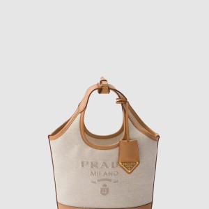 리넨 혼방 및 가죽 미니 버클백 1BE074