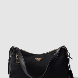 자물쇠가 있는 프라다 에메 라지 리나일론 및 가죽 숄더백 1BC232