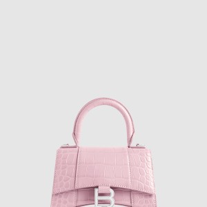 아워글래스 XS 크로커다일 엠보싱 핸드백 핑크 592833